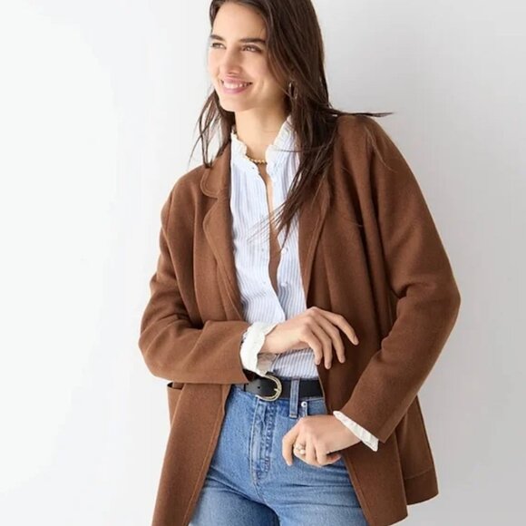 J. Crew Jackets & Blazers - J.Crew Eloise Open Front Knit Sweater-Blazer in Brown Size Medium